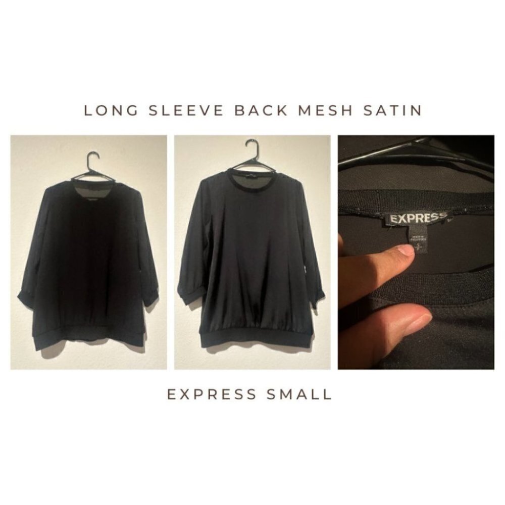 Long Sleeve Satin Blouse with a Mesh Back​​